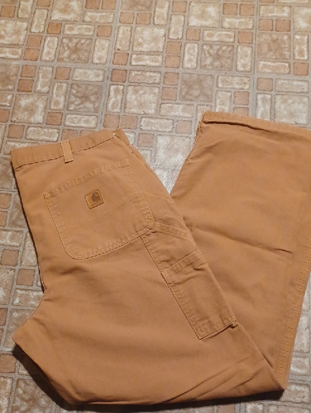 Carhartt Men’s Tan Cargo Work Pants - Utility Pocket Jeans 36x 32